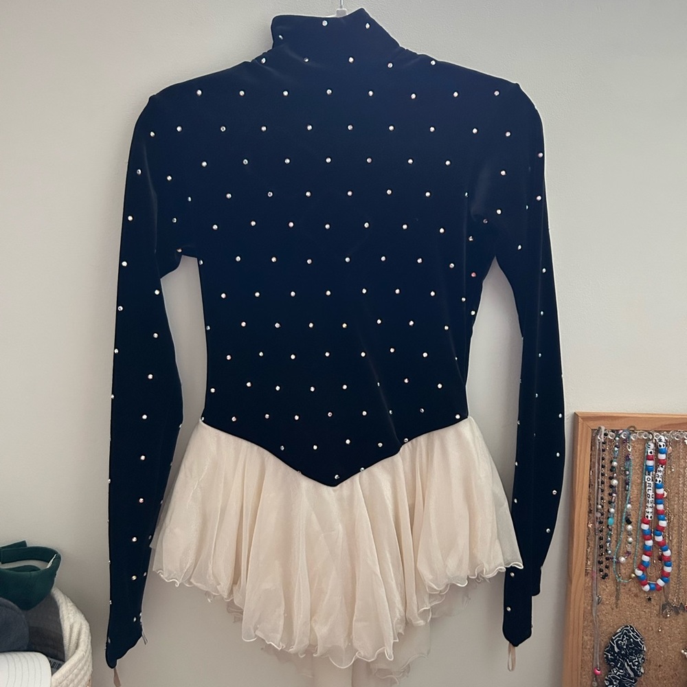 Del Arbor Black Velvet Open Back Figure Skating Dress